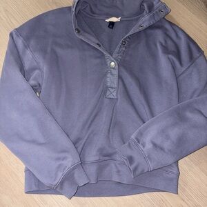 Light Blue Quarter Button Up Sweater